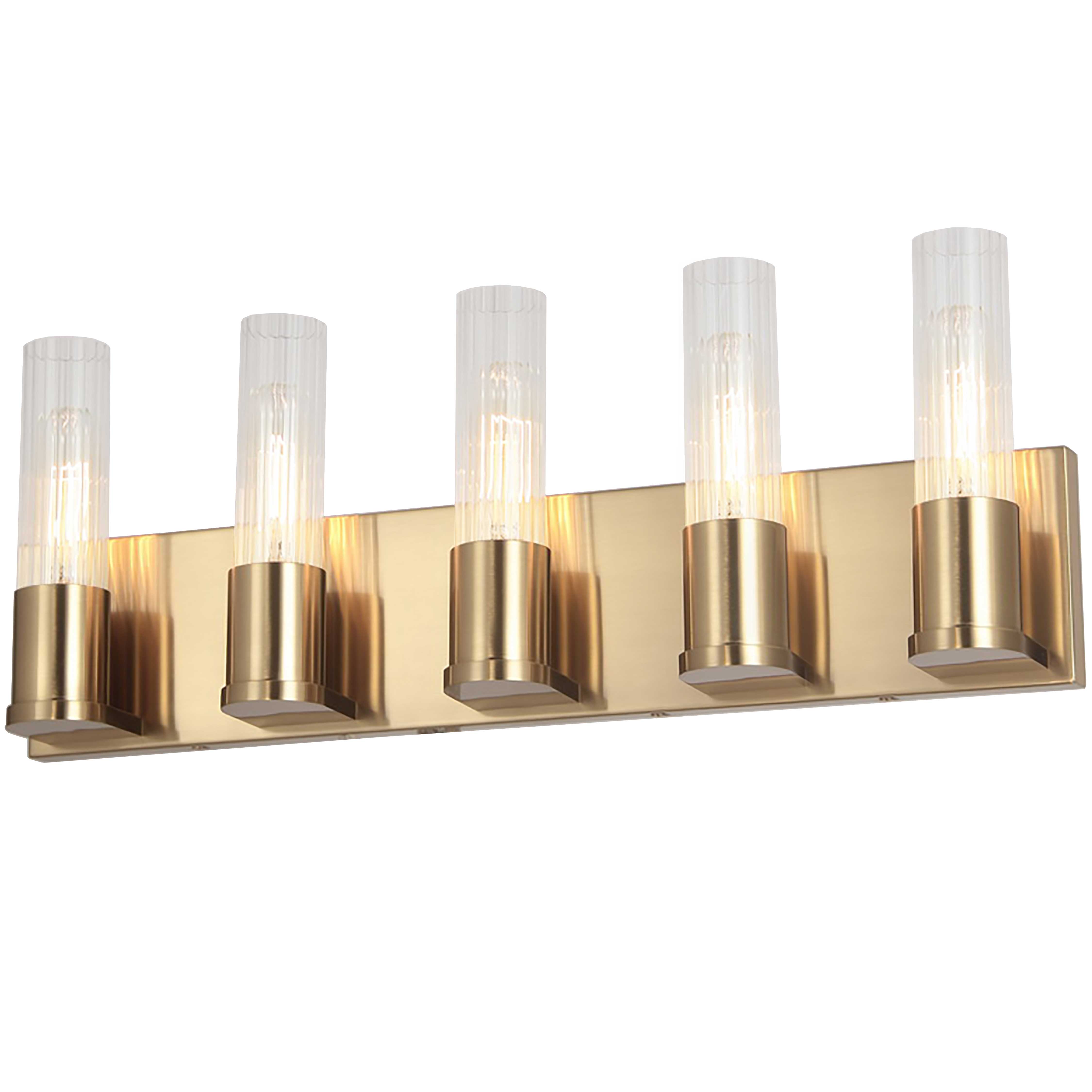 5 LT Incandescent Vanity, AGB w/ CLR Fluted Glass