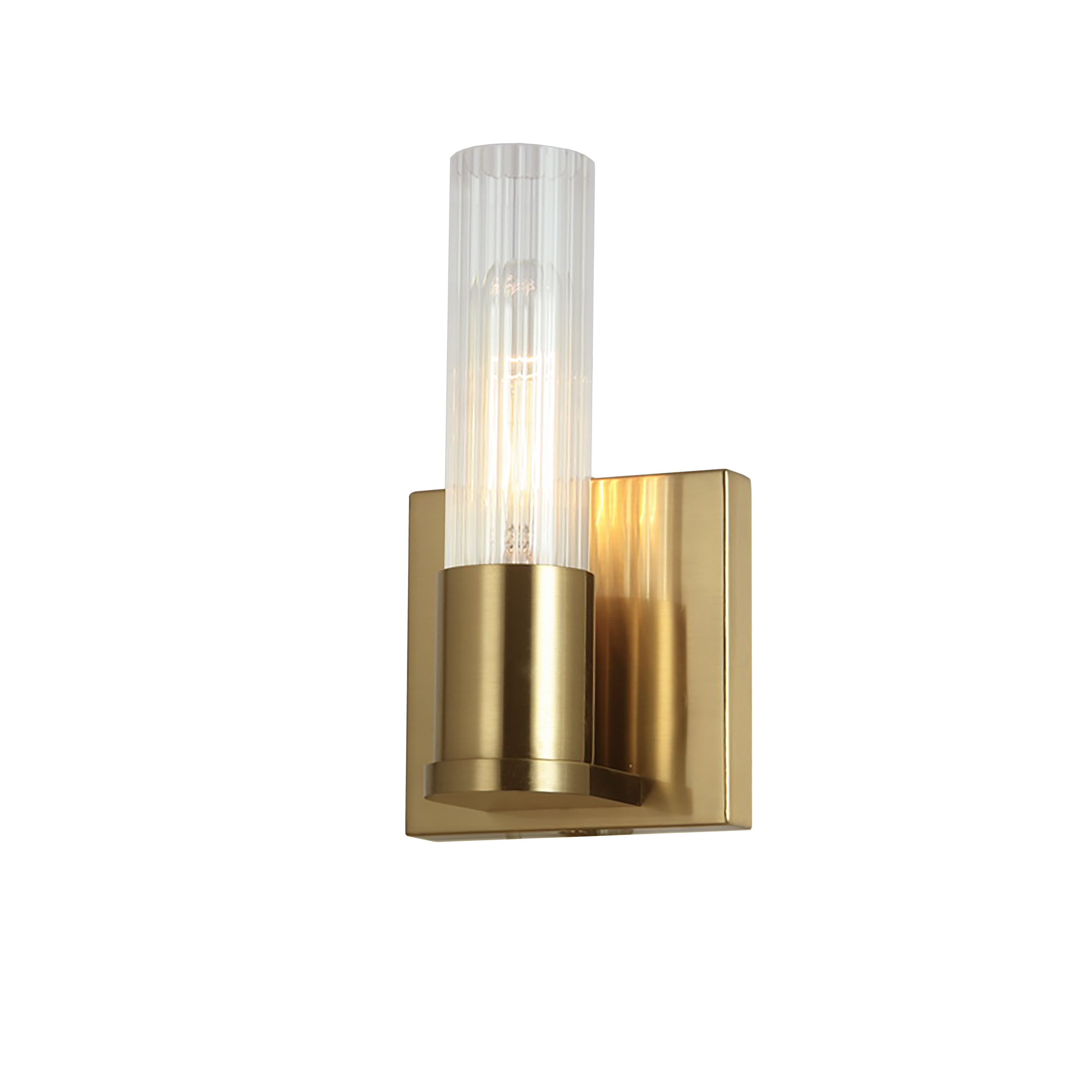 1LT Incand Wall Sconce,  AGB w/ CLR Fluted Glass