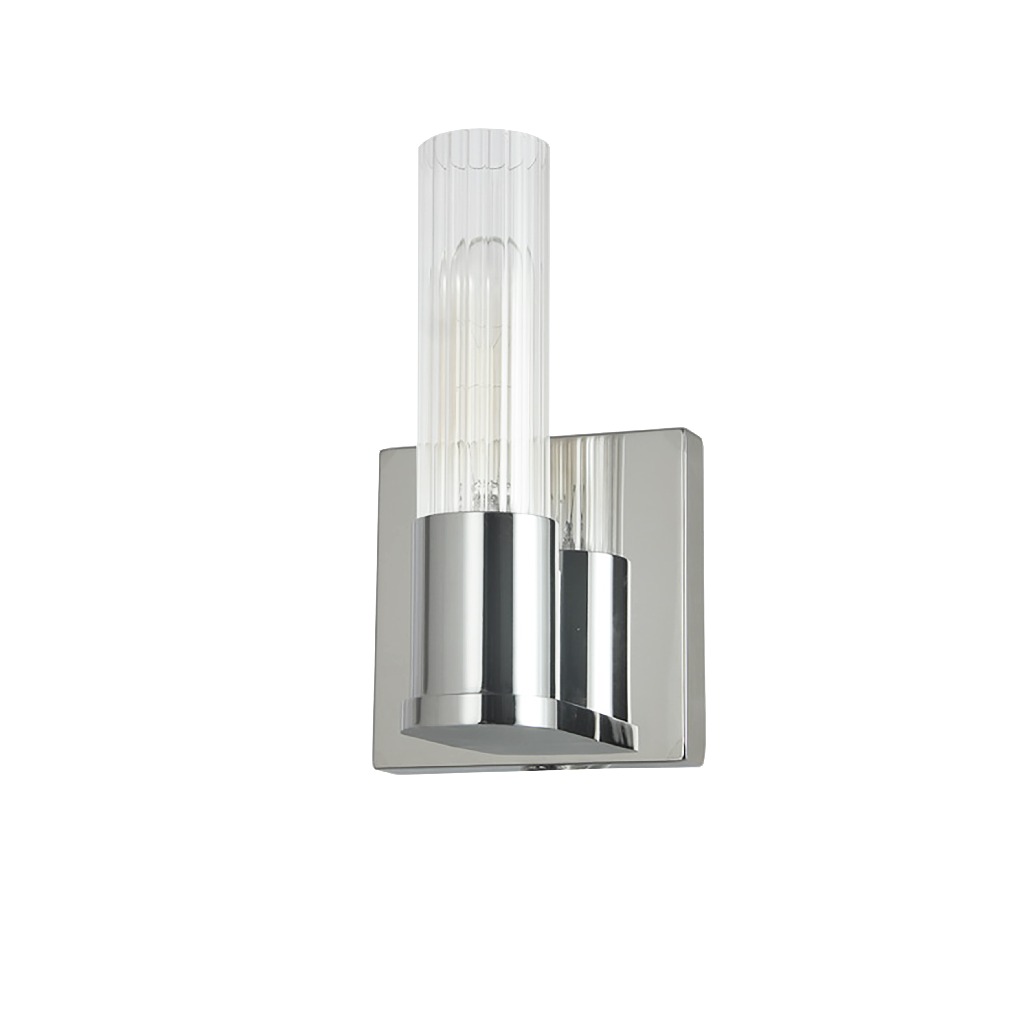 1LT Incand Wall Sconce,  PC w/ CLR Fluted Glass