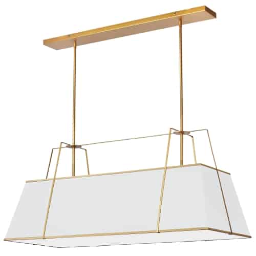 In geometry, the trapezoid is a four-size shape with one set of parallel sides. That shape is repeated throughout the eye-catching scheme of the Trapezoid family of lighting. The trapezoid shape is created by a uniquely crafted metal frame in your choice of finish. A drum-style shade in a variety of shapes determines the overall design. The fabric shade and metal frame come in a range of contrasting and complementary combinations. It's a design with clean outlines for a look that's a contemporary classic, with variations that will add luxury to any room of your home.