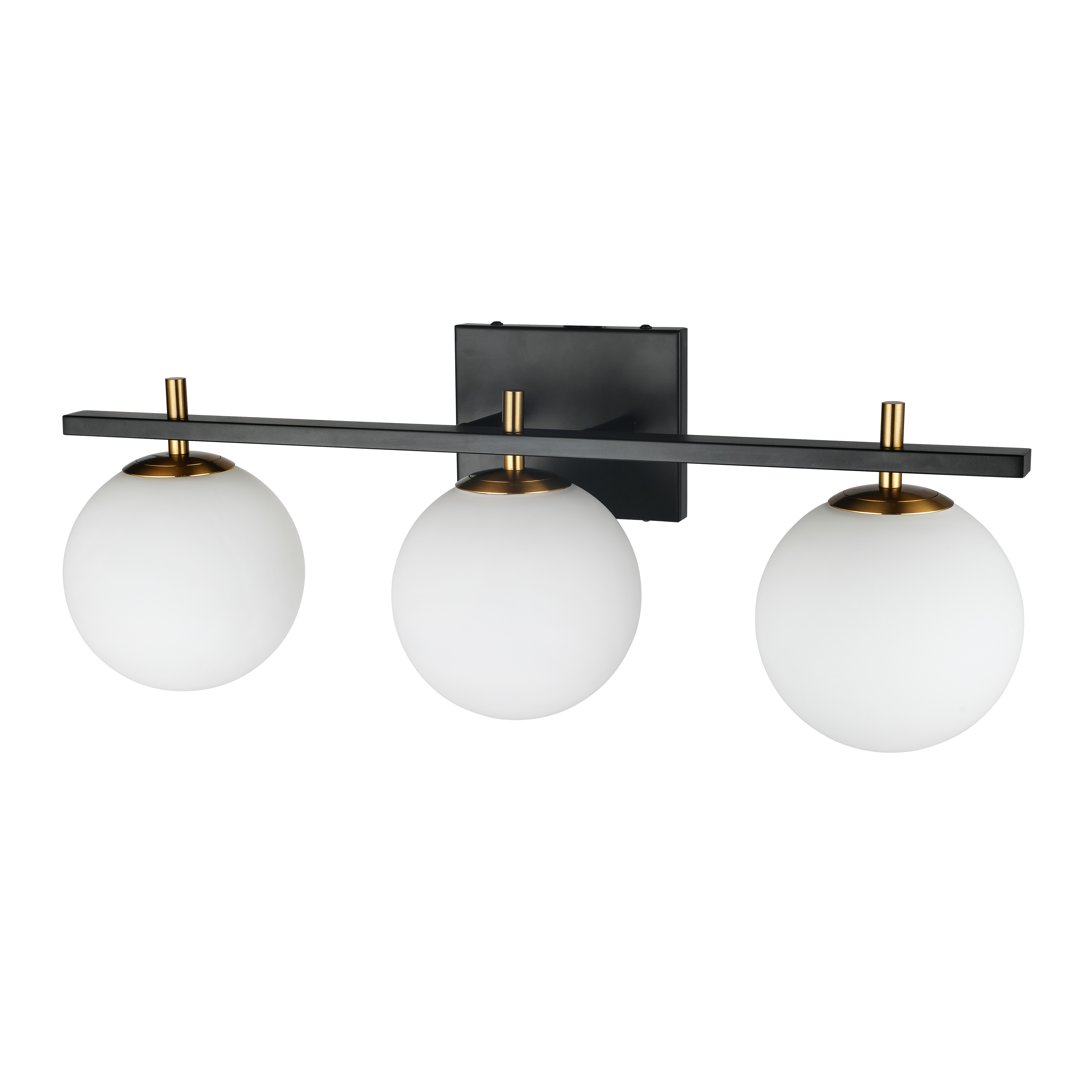 The Vivaldi family of lighting blends traditional forms with modern flair. The transitional design will enhance mid-century to modern furnishings on a note of luxury. The metal frame in a chic matte black finish extends into horizontal arms, with globe lights set below it. The combination of matte black and opal glass creates a fashionable look as it casts a warm glow of light. Vivaldi lighting will create a stylish focal point and enhance the décor in your powder room, bathroom or spa.
